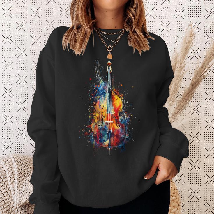 Upright Bass Instrument On Colourful Lacquered Double Bass Sweatshirt Geschenke für Sie