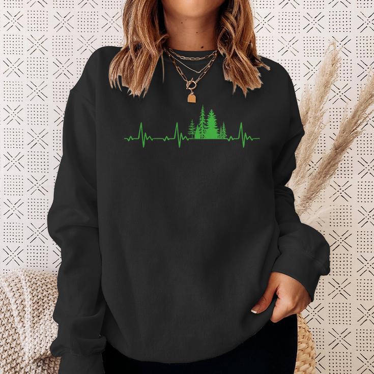 Wald Baum Herzschlag Geschenk Holz Bäume Wandern Sweatshirt Geschenke für Sie