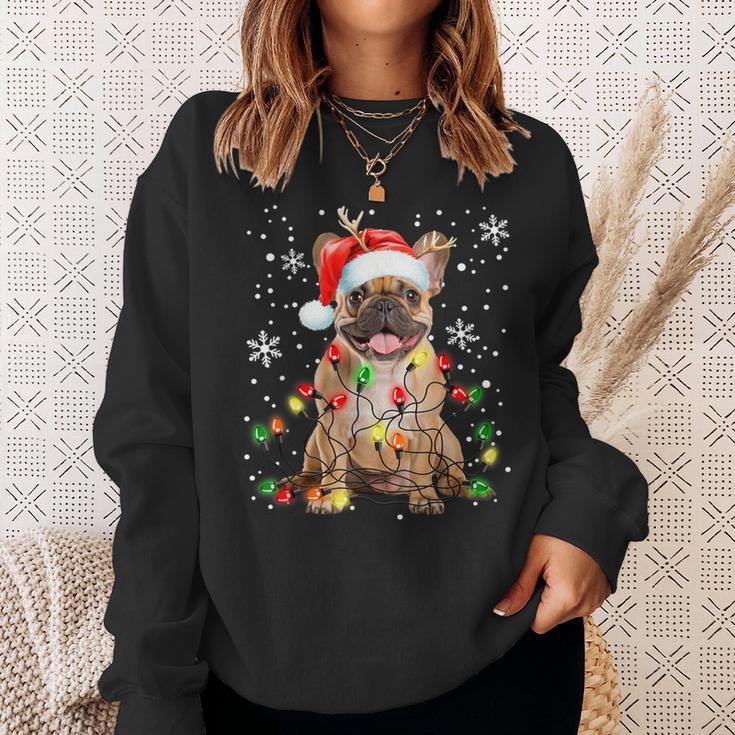 Xmas Lighting Santa French Bulldog Dog Christmas Sweatshirt Geschenke für Sie