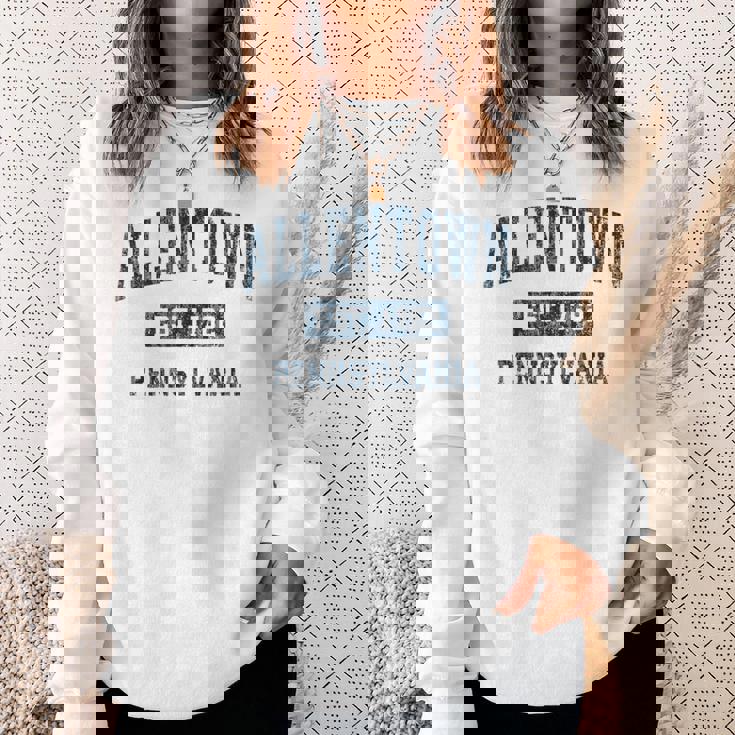 Allentown Pennsylvania PA Vintage Sports Navy Print Sweatshirt Gifts for Her