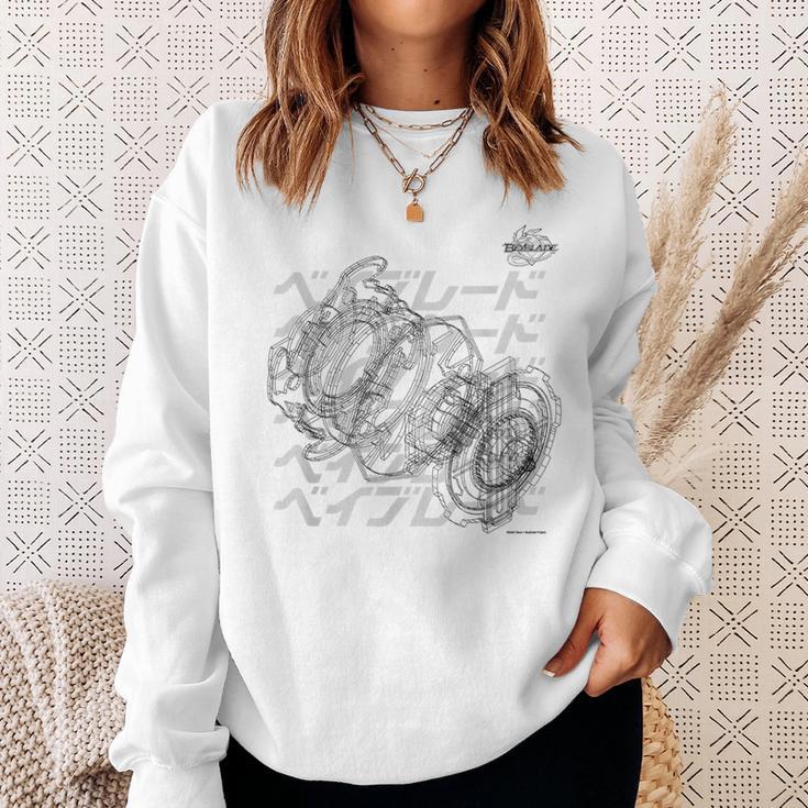 Beyblade Schematic Bey B&W Sweatshirt Geschenke für Sie