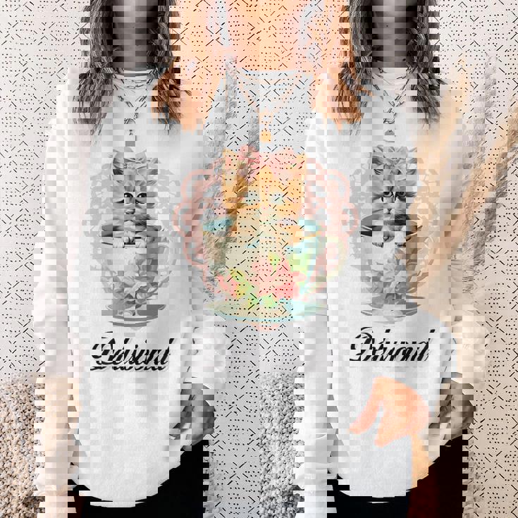 Delusional Coquette Cat Kitten Pink Bow Ribbon Y2k Aesthetic Sweatshirt Gifts for Her