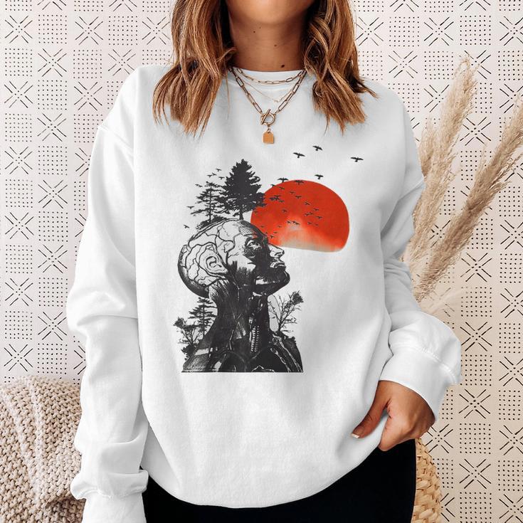 Hangover Human Tree Surreal Artistic Sunset Gray Sweatshirt Geschenke für Sie