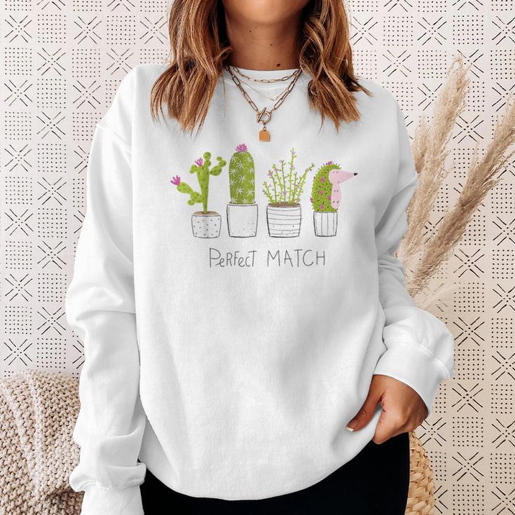 Hedgehog Hedgehog Perfect Match Cacti Sweatshirt Geschenke für Sie