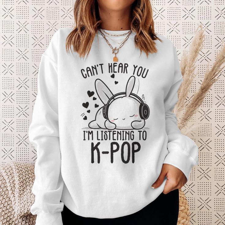 Ich Kann Dich Nicht Hören Ich Hörre Zu Kpop Rabbit K-Pop Gray Sweatshirt Geschenke für Sie