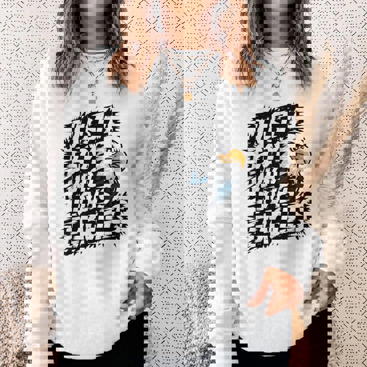 Just A Boy Who Loves Eagles Lover Boys Eagle Sweatshirt Gifts for Her