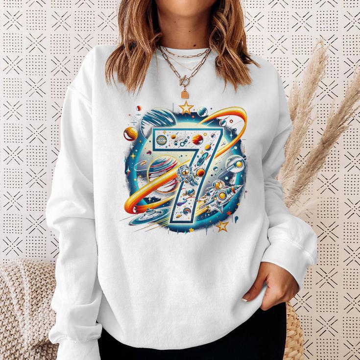 Kinder Astronaut 7 Geburtstag Weltraum Jungen 7 Jahre Raumschiff Sweatshirt Geschenke für Sie