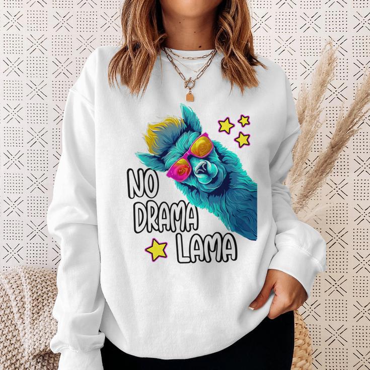 Lama No Drama With Sunglasses Cool Saying Alpaca Sweatshirt Geschenke für Sie