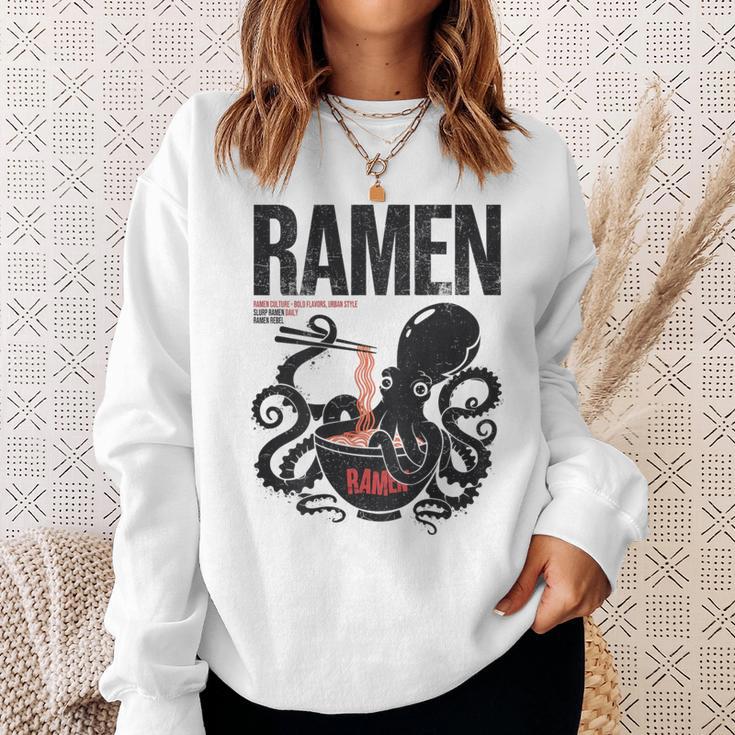 Ramen Anime Manga Kawaii Otaku Fashion Backprint Streetwear Gray Sweatshirt Geschenke für Sie