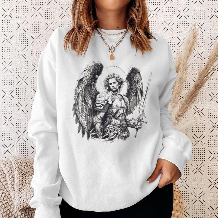 Saint Michael The Archangel Tattoo Style Sweatshirt Geschenke für Sie