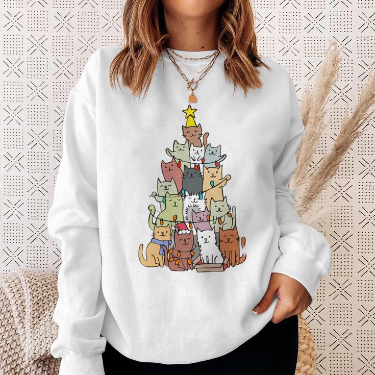 Ugly Christmas Sweater Cat Tree Christmas Cat Long-Sleeved Sweatshirt Geschenke für Sie