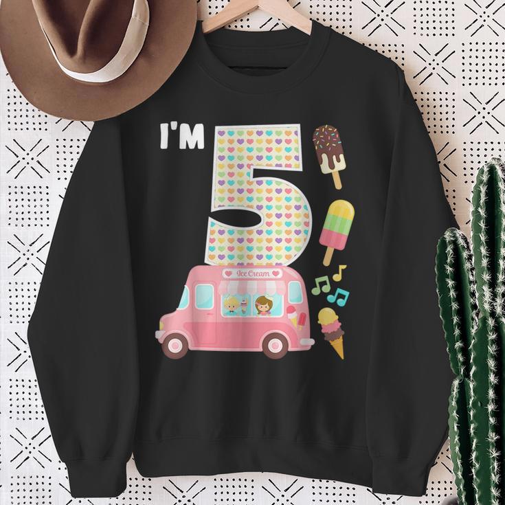 5Th Birthday Crew Ice Cream Truck I'm 5 Bday Ice Cream Party Camisa de entrenamiento Regalos para ancianas