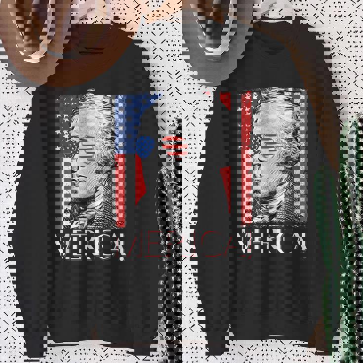Alexander Hamilton 'Merica Patriot American Flag 4th Of July Sweatshirt Gifts for Old Women