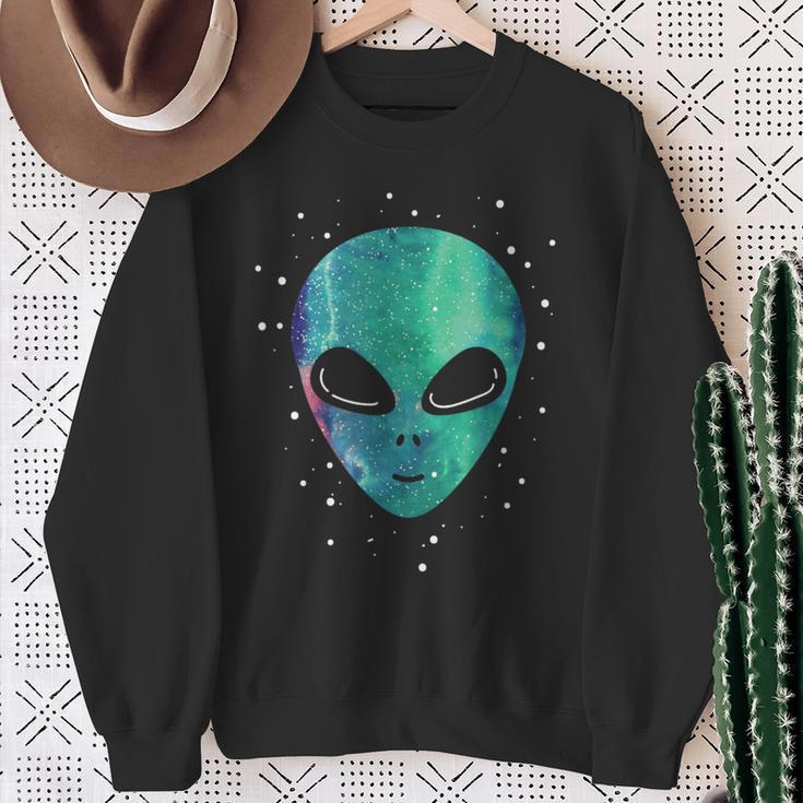 Alien Head Starry Night Sky Fun Sweatshirt Geschenke für alte Frauen