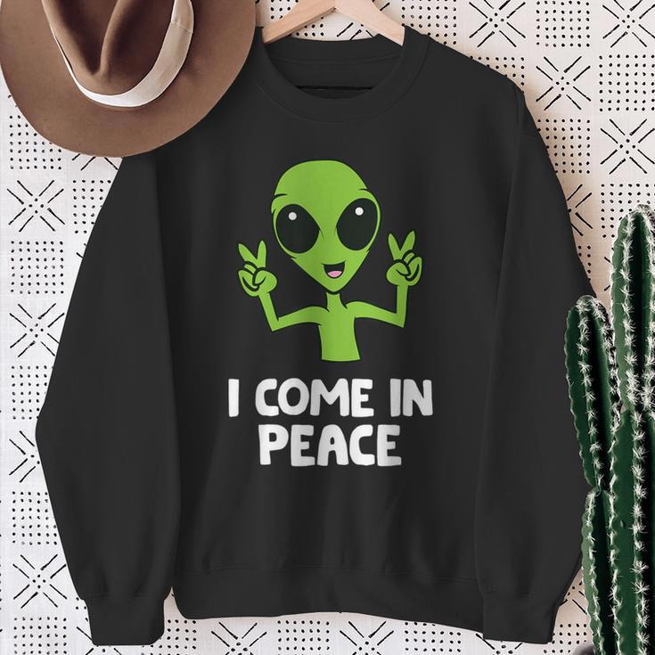 Alien I Come In Peace Space Rave Edm Music Alien Sweatshirt Geschenke für alte Frauen