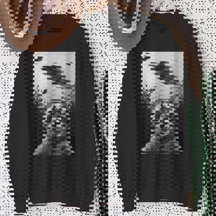 Alien UFO Raccoon Sweatshirt - Quirky & Fun Unisex Pullover Gifts for Old Women