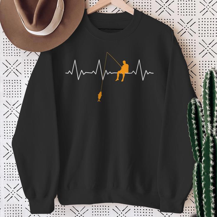 Angler Heartbeat Heartbeat Fishing Sweatshirt Geschenke für alte Frauen