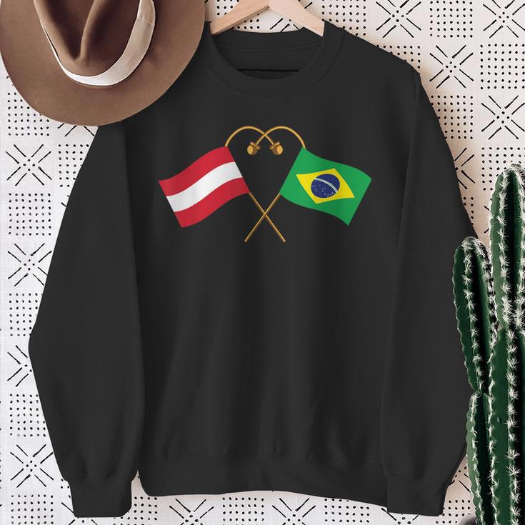 Austria Flag Brazilian Flag Austria Brazil Sweatshirt Geschenke für alte Frauen