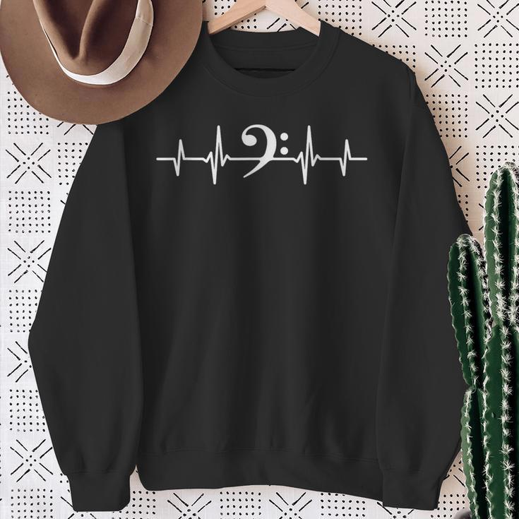 Bass Clef Heartbeat Bass Clef Bassist Sweatshirt Geschenke für alte Frauen