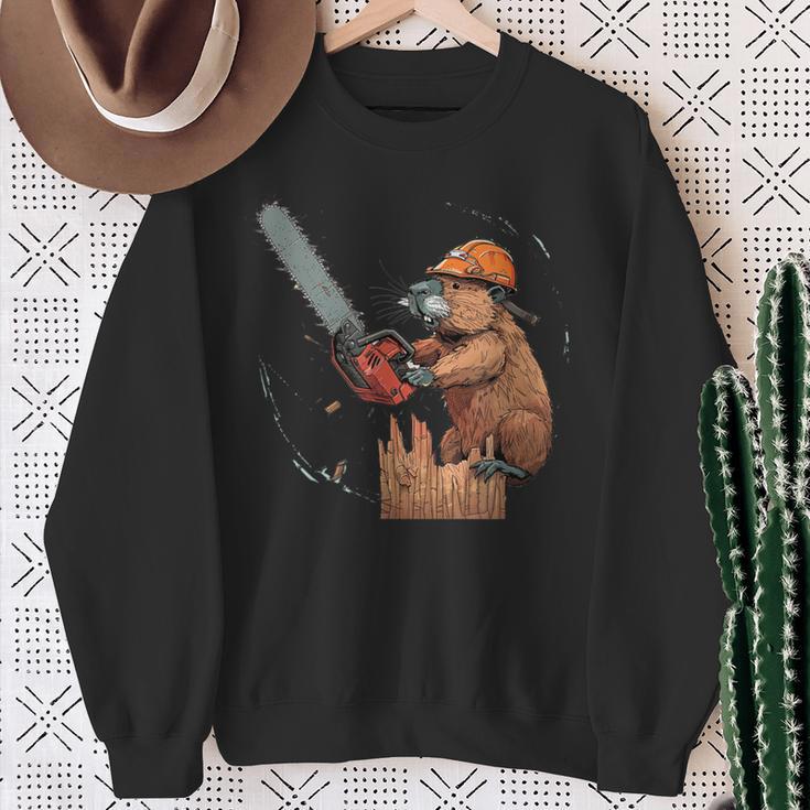 Beaver Lumberjack Chainsaw Sweatshirt Geschenke für alte Frauen