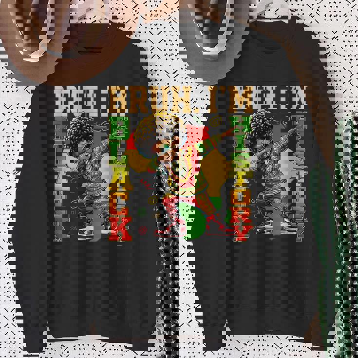 I Am Black History Dabbing Afro Boy Black History Month Sweatshirt Gifts for Old Women