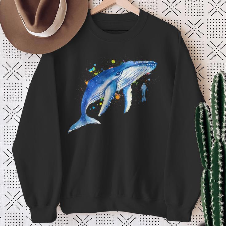 Blue Whale Diver Whale Sweatshirt Geschenke für alte Frauen