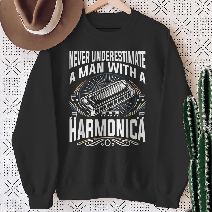 Blues Harp Harmonica Sweatshirt Geschenke für alte Frauen