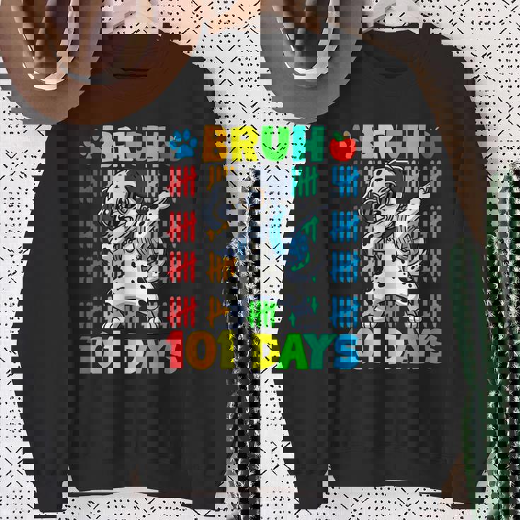 Bruh 100 Days Of School Dalmatian Dog Dabbing 100Th Day Boys Sweatshirt Gifts for Old Women