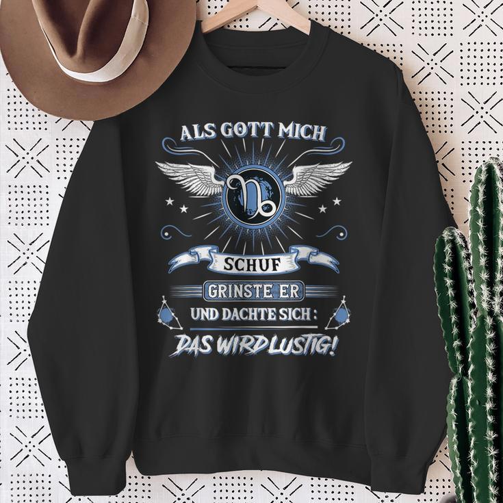 Capricorn Als Gott Mich Schuf Grinste Er Zodiac Sign Sweatshirt Geschenke für alte Frauen