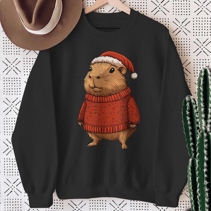 Capybara Ugly Sweater Santa Hat Christmas Sweatshirt Geschenke für alte Frauen