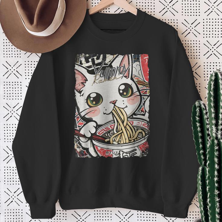 Cat Ramen Noodle Japanese Anime Manga Ramen Kawaii Cat Sweatshirt Geschenke für alte Frauen