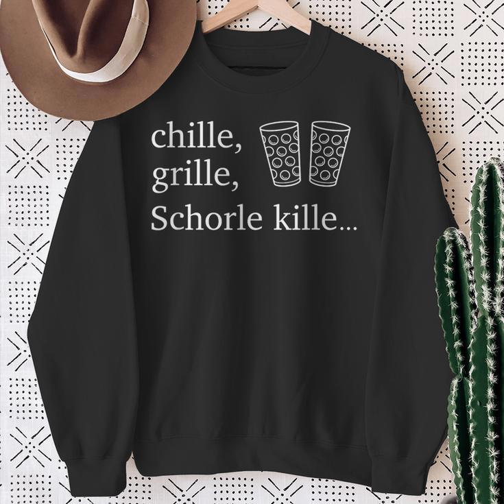 Chille Grille Schorle Kille & Dubbeglas Sweatshirt Geschenke für alte Frauen