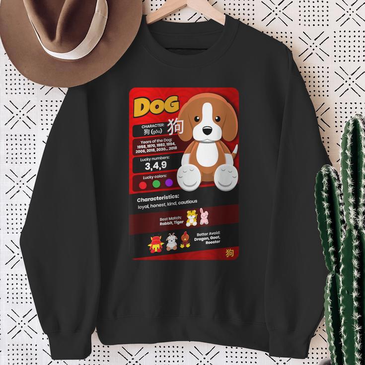 Chinese Zodiac Horoscope Animal Facts Card Year Of The Dog Sweatshirt Gifts for Old Women
