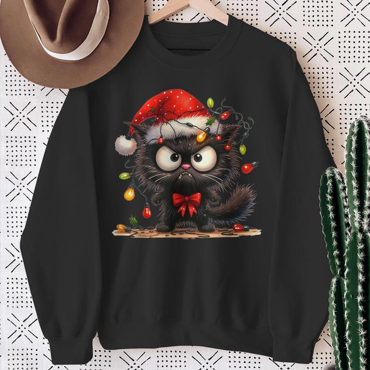 Christmas Grumpy Angry Cat Naughty Fairy Lights Sweatshirt Geschenke für alte Frauen