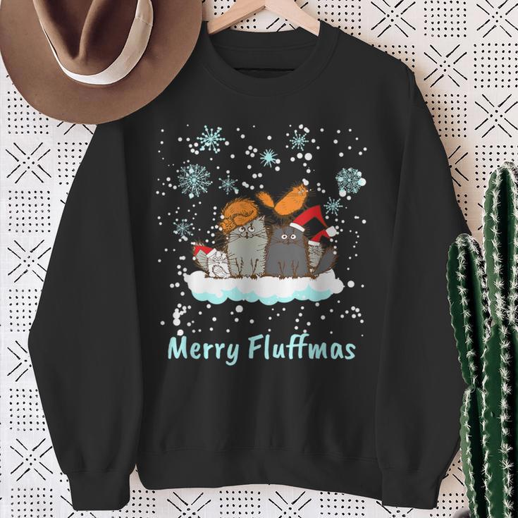 Christmas I Merry Fluffmas I Christmas Cats Cat Sweatshirt Geschenke für alte Frauen