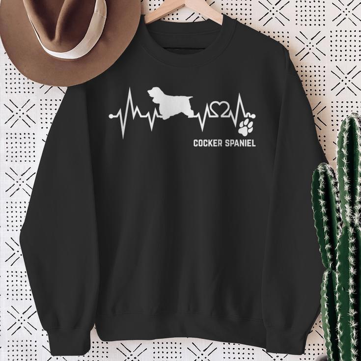 Cocker Spaniel Heartbeat Pulse Dog Ecg Dog Lovers S Sweatshirt Geschenke für alte Frauen