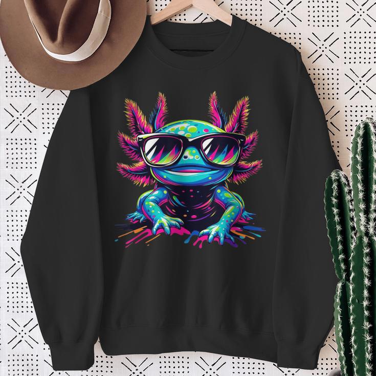 Cool Axolotl With Sunglasses Colourful Motif Axolotl Sweatshirt Geschenke für alte Frauen