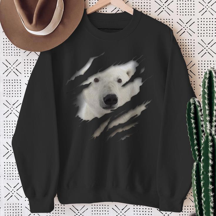 Cute Polar Bear Face Animal Rider Polar Bear Ripped Sweatshirt Geschenke für alte Frauen