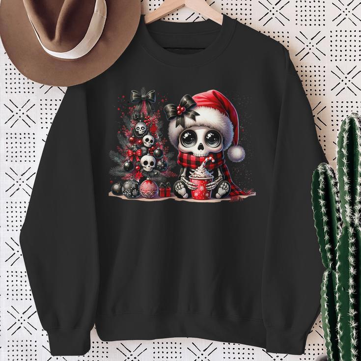 Cute Skeleton Skull Christmas Gothic Christmas Tree Sweatshirt Geschenke für alte Frauen