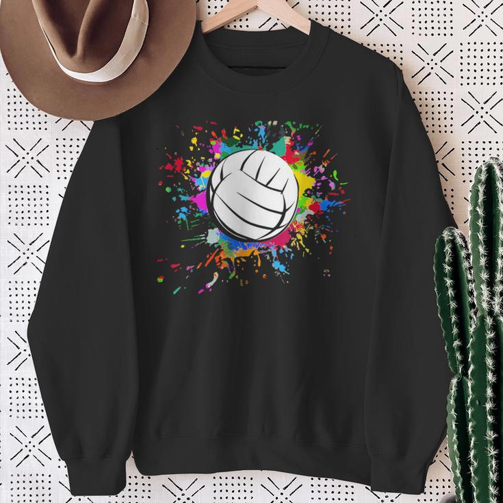 Cuteolleyball Ball Watercolor Colorful Paint Splash Sweatshirt Geschenke für alte Frauen