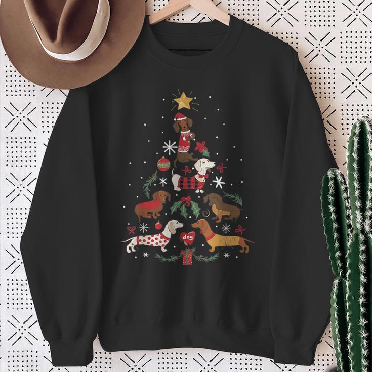 Dachshund Through The Snow Dog Christmas Tree Sweatshirt Geschenke für alte Frauen