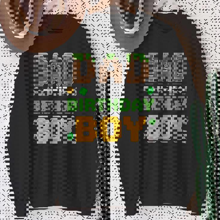 Dad Of The Birthday Boy Video Gamer Pixel Birthday Party Sweatshirt Gifts for Old Women