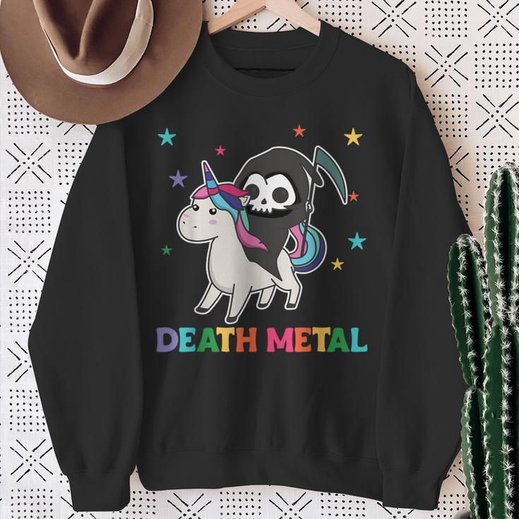 Death Metal Rock Music Death Riding Unicorn Unicorns Sweatshirt Geschenke für alte Frauen