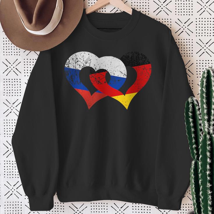 Deutschland Russland Freundschaft Frieden Herzkette Sweatshirt Geschenke für alte Frauen