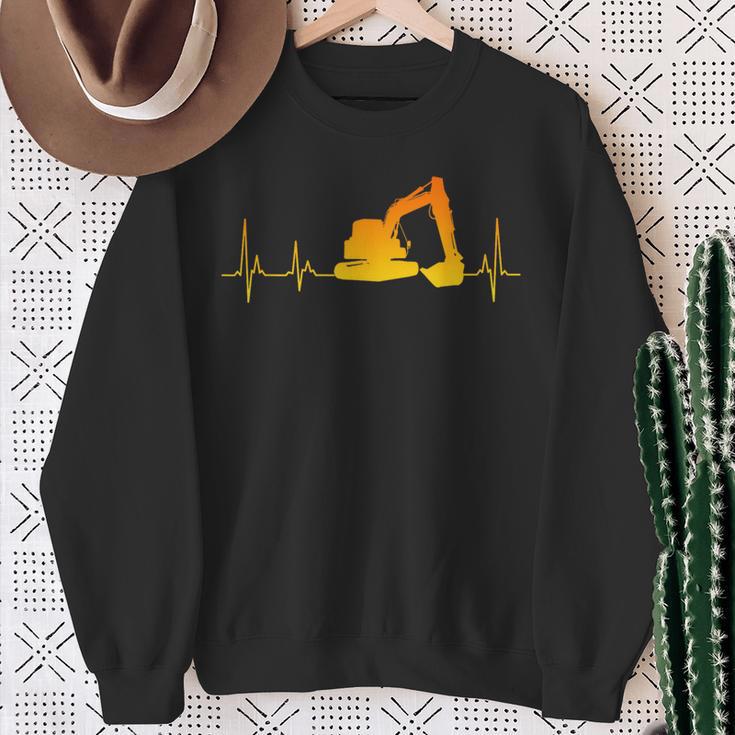 Digger Driver Digger Driver Heartbeat Ecg Heart Rate Sweatshirt Geschenke für alte Frauen