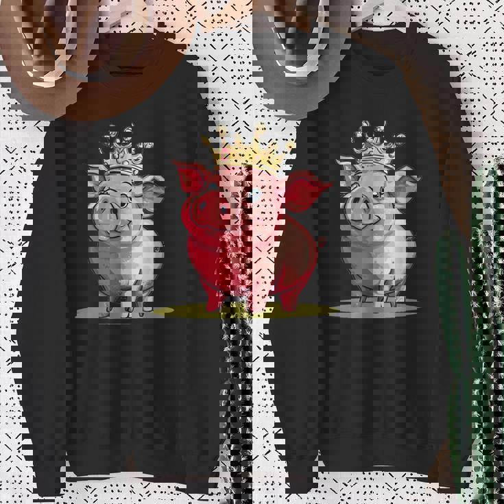 Divertido Cerdo Con Corona Para Los Amantes Del Reino Y Los Cerditos Camisa de entrenamiento Regalos para ancianas