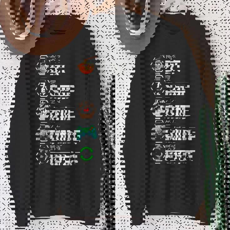 Eat Sleep Anime Gaming Repeat Camisa de entrenamiento Regalos para ancianas
