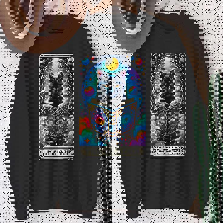 El Lector Tarot Card Cat Libros Amantes Camisa de entrenamiento Regalos para ancianas