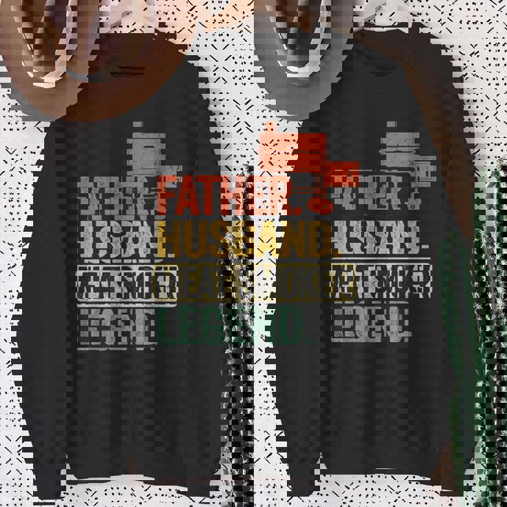 Father Husband Meat Smoker Legend Grilling Dad Meat Smoking Sweatshirt Gifts for Old Women