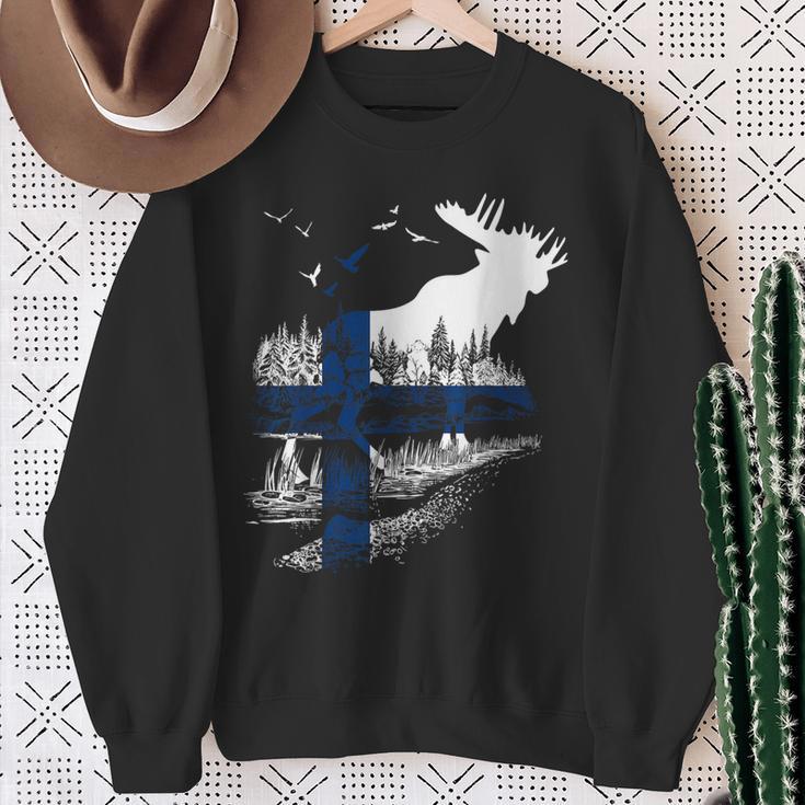 Finland Flag Elk Finland Sweatshirt Geschenke für alte Frauen